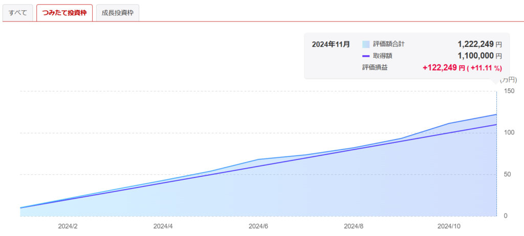 NISA　つみたて投資枠　11ヵ月目